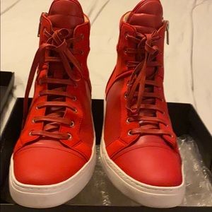Kenneth Cole High Top Red Leather Sneakers